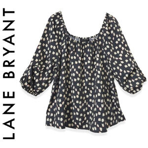 ✨️4/$20. 3/4 Tiered Sleeves Abstract Polka Dot Blouse, Elastic Square Neck
